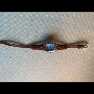 Fossil Brown Leather Strap Blue Analog Dial Watch